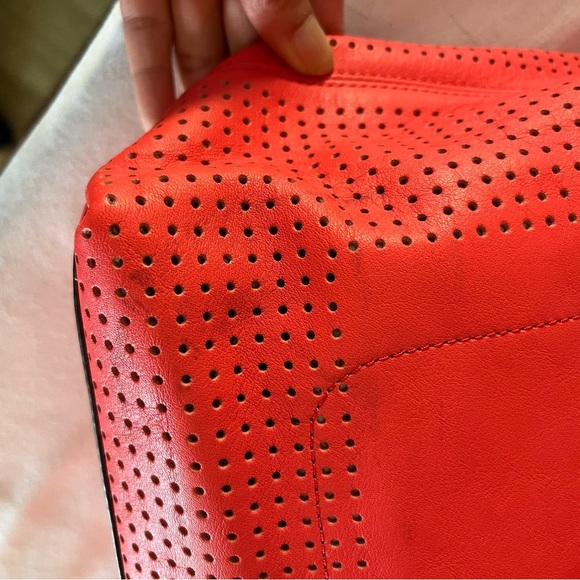 Coach Legacy Perforated Leather Duffle Crossbody Bag Red Watermelon Snow - Picture 12 of 15